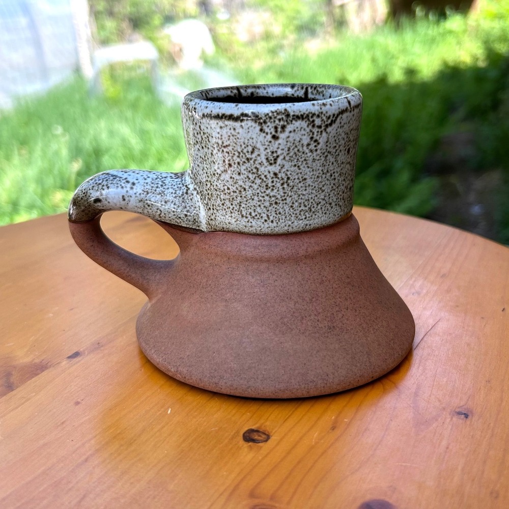 Vintage Captains Mug Wide Base Non Slip Stoneware Brown Cream Otagiri Japan MCM